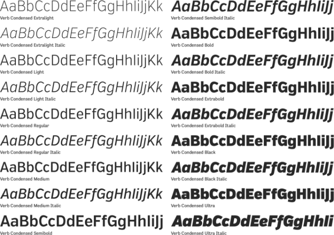 Verb Condensed Font Preview