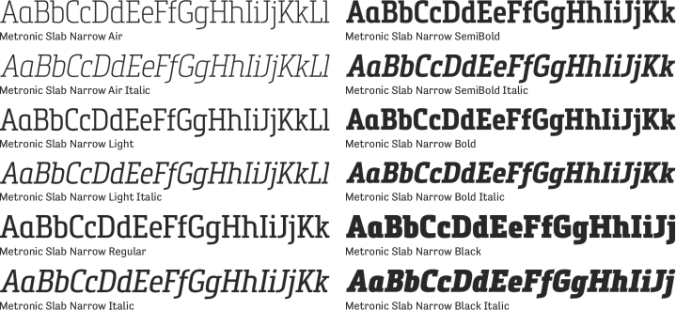 Metronic Slab Narrow Font Preview