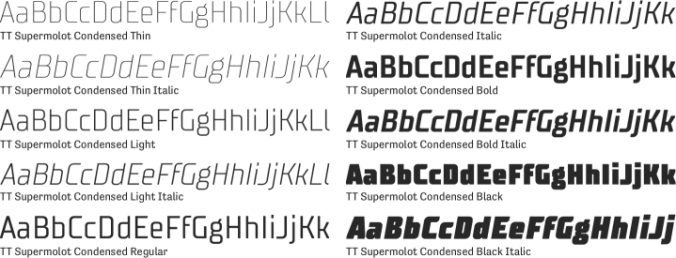 TT Supermolot Condensed Font Preview