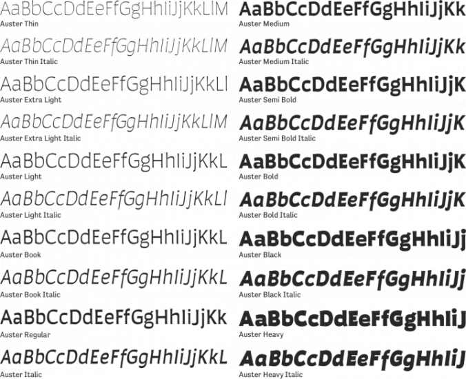 Auster Font Preview