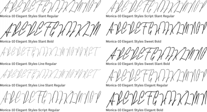 Monica-10 Elegant Styles Font Preview