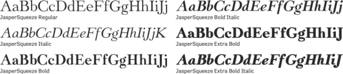 JasperSqueeze Font Preview