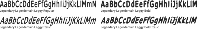 Legendary Legerdemain Leggy Font Preview