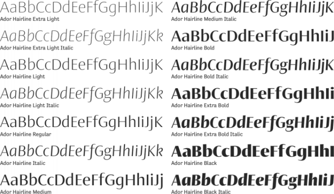 Ador Hairline Font Preview