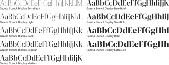 Gazeta Stencil Display Font Preview