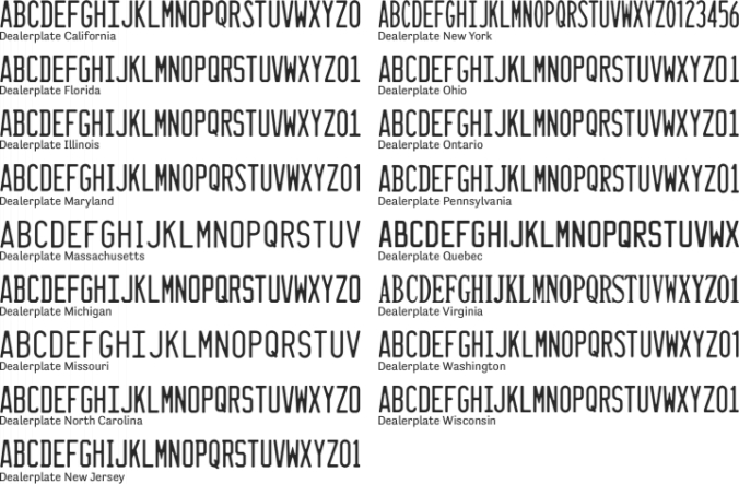 Dealerplate Font Preview