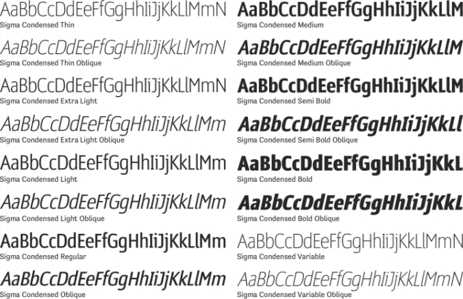 Sigma Condensed Font Preview