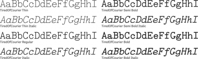 TiredOfCourier Font Preview