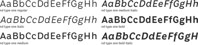 nd type one Font Preview