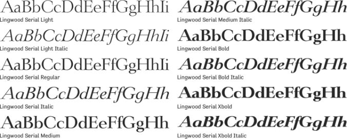 Lingwood Serial Font Preview
