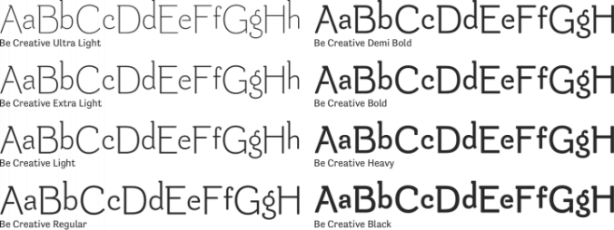 Be Creative Font Preview