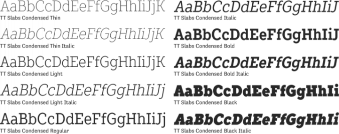 TT Slabs Condensed Font Preview