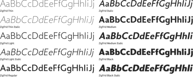 Zigfrid Font Preview