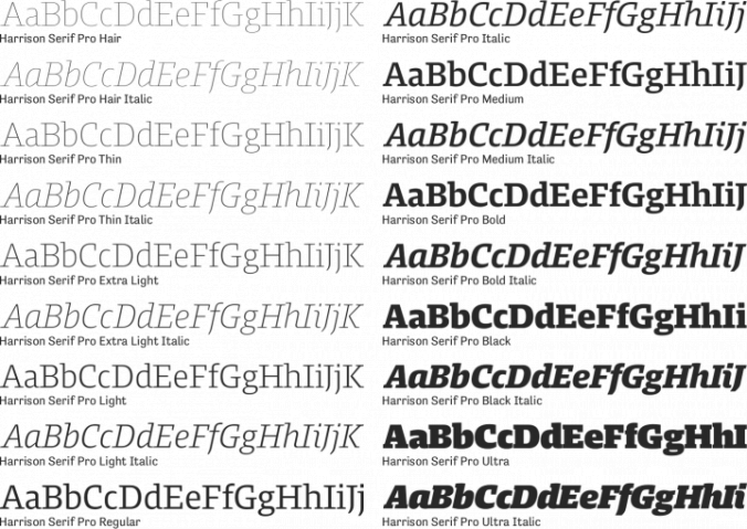Harrison Serif Pro Font Preview