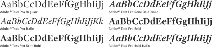 Adobe Text Pro Font Preview