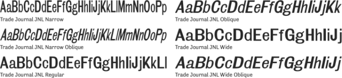 Trade Journal JNL Font Preview
