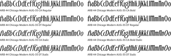 ARB 44 Chicago Modern Font Preview