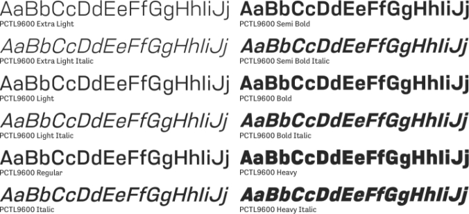 PCTL9600 Font Preview