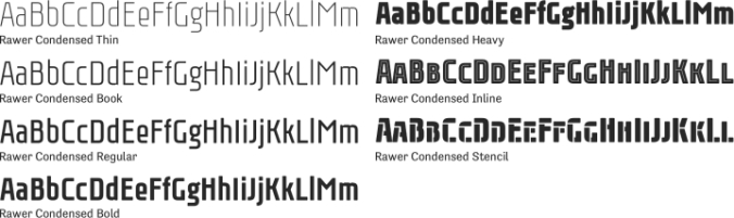 Rawer Condensed Font Preview