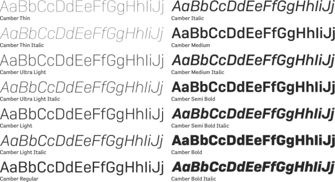 Camber Font Preview