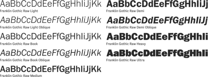 Franklin Gothic Raw Font Preview