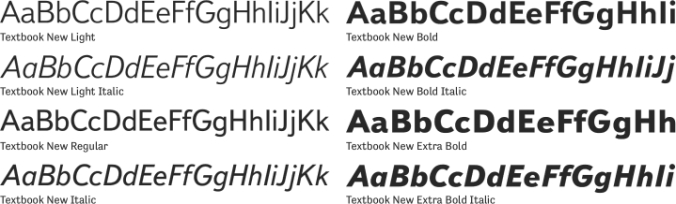Textbook New Font Preview
