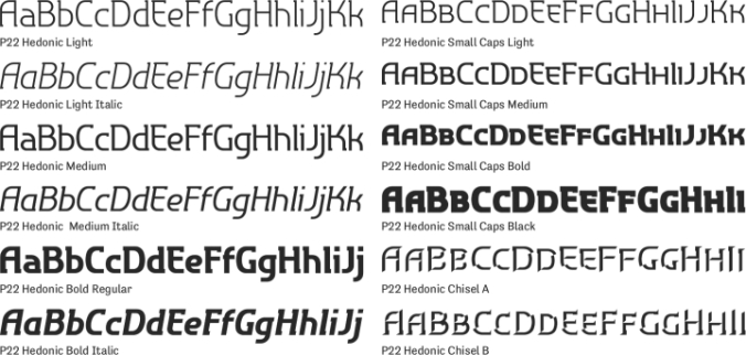 P22 Hedonic Font Preview