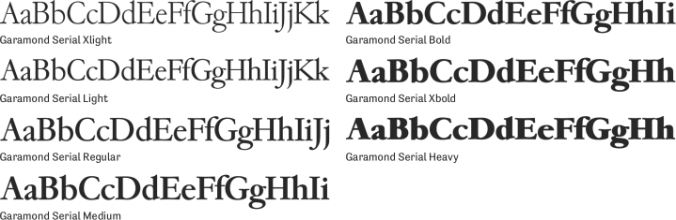 Garamond Serial Font Preview