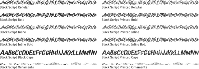 Black Script Font Preview