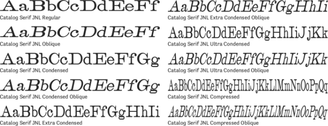 Catalog Serif JNL Font Preview