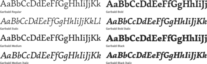 Garibaldi Font Preview