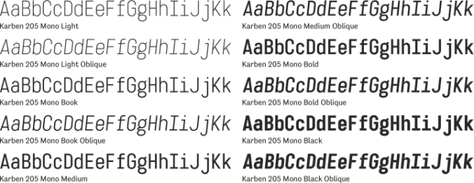 Karben 205 Mono Font Preview