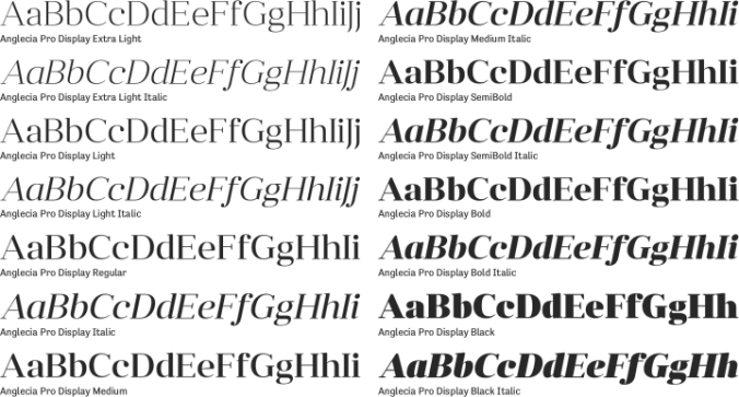 Anglecia Pro Display Font Preview