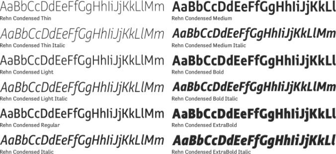 Rehn Condensed Font Preview