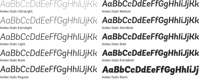 Andes Italic Font Preview