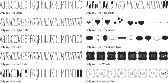 Only You Pro Font Preview