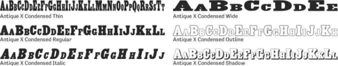Antique X Condensed Font Preview