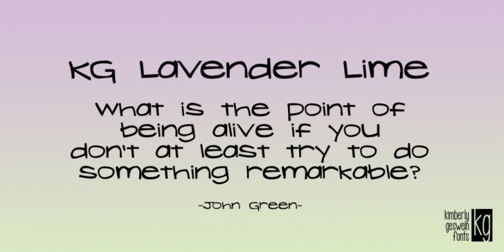 KG Lavender Lime font preview