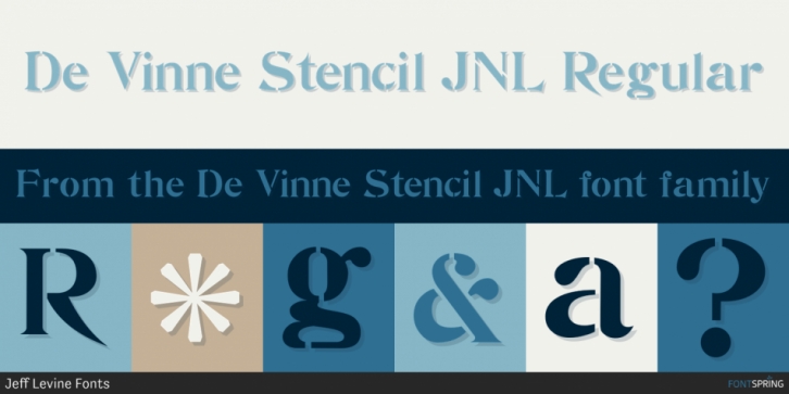 De Vinne Stencil JNL font preview
