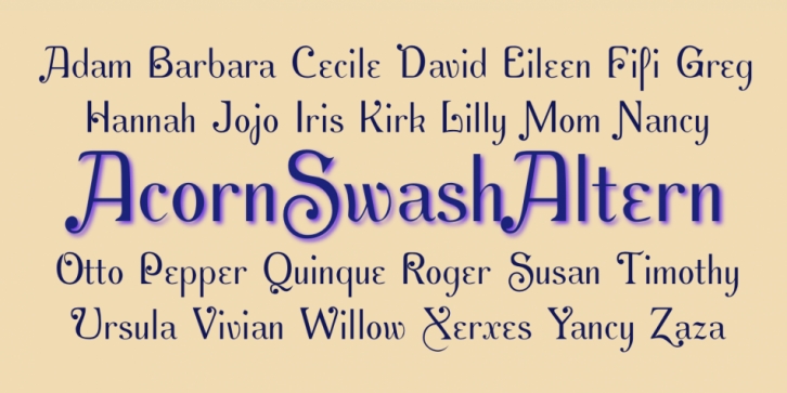Acorn Swash font preview