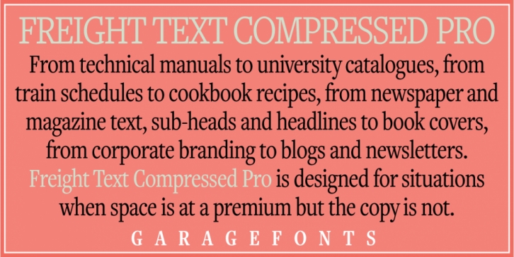 Freight Text Compressed Pro font preview