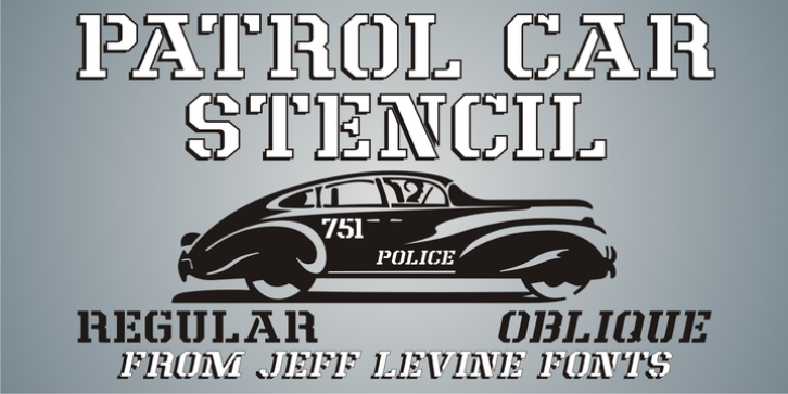 Patrol Car Stencil JNL font preview