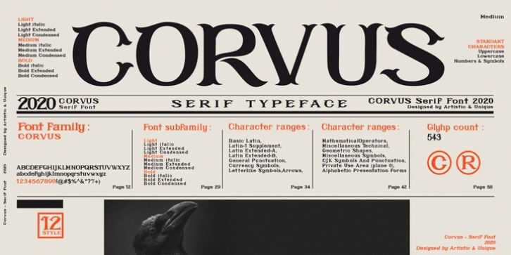 Corvus font preview