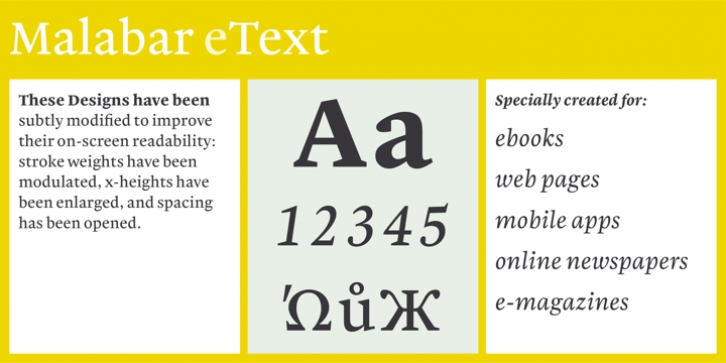 Malabar eText font preview