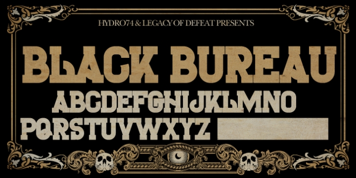 H74 The Black Bureau font preview