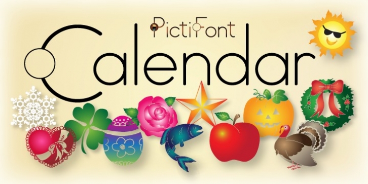 PictiFont Symbols - Calendar font preview