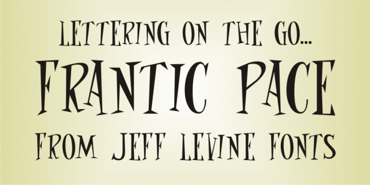 Frantic Pace JNL font preview