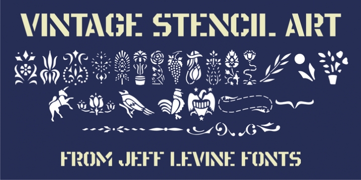 Vintage Stencil Art JNL font preview