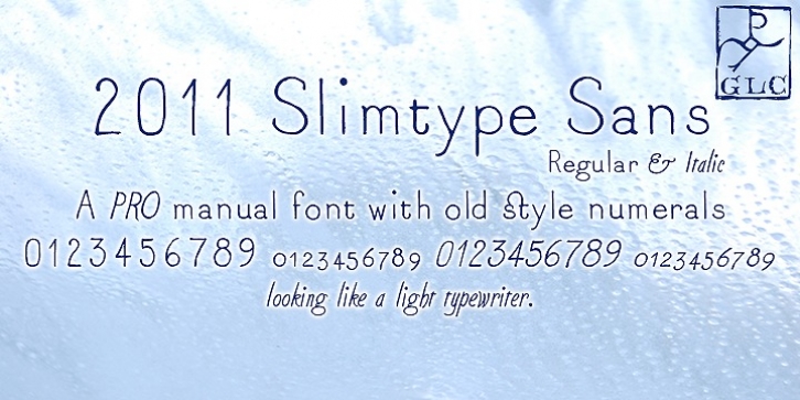 2011 Slimtype Sans font preview