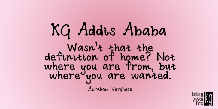 KG Addis Ababa font preview